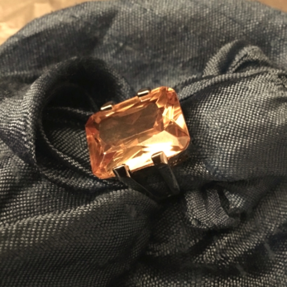 Silver And Orange Topaz Ring - image 2